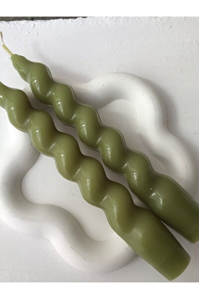 MUM 2’li Zeytin Yeşili Burgu Şamdan Mumu