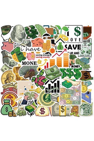 Choice 50pcs 50pcs Funny Money Dollar Aesthetic Graffiti Stickers Luggage Skateboard Laptop Guitar Sticker