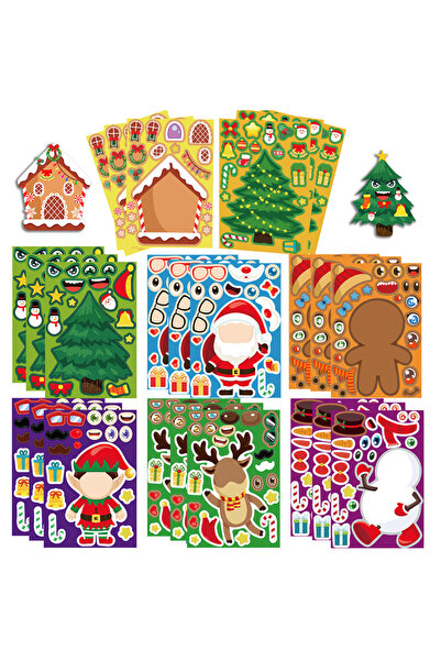 Choice 8pcs 8Pcs Puzzle Cartoon Christmas Snowman Party Make a Face Stickers ...