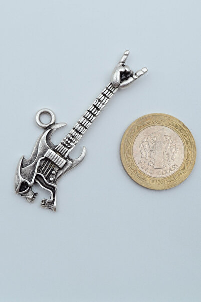 Had Safha Kuru Kafa Elektro Gitar Gümüş Kaplama Kolye Ucu kod 1388