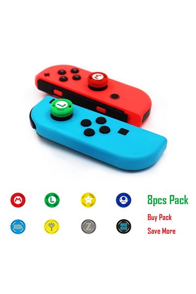 Choice 8pcs Soft Silicone Cute Cartoon Thumb Stick Grips Cap For Switch Oled Joy Con Controller NS Lite ...