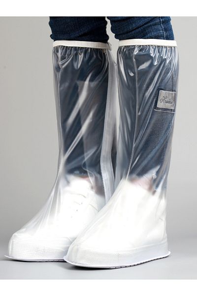 Choice Xl 40-41 White Color Men's And Women's High Tube Shoe Cover With Pressed Edge And Thickened Sole Wea