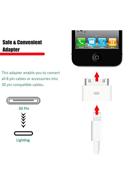 Choice Lighting to 30-Pin Adapter 8-Pin Male to 30-Pin Female Charging Sync Converter for iPhone 4 4S Ipad...