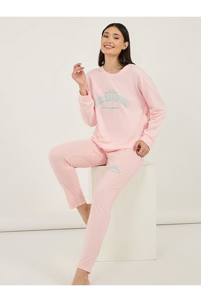 Styli Graphic Print Drop Shoulder Longline Sweatshirt & Leggings Set