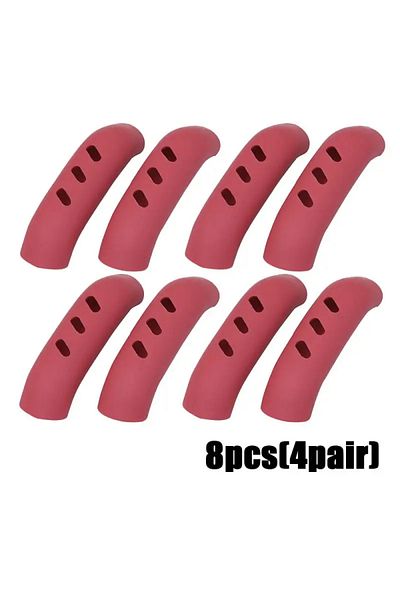 Choice 8pcs Red 2/8pcs Silicone Pan Handle Cover Heat Insulation Covers Pot Ear Clip Non-slip Steamer Casse