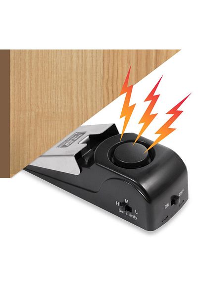 Choice 2 Pack Wireless Door Stop Alarm System 125db Loud Home Security Anti-theft Door Block System Port...