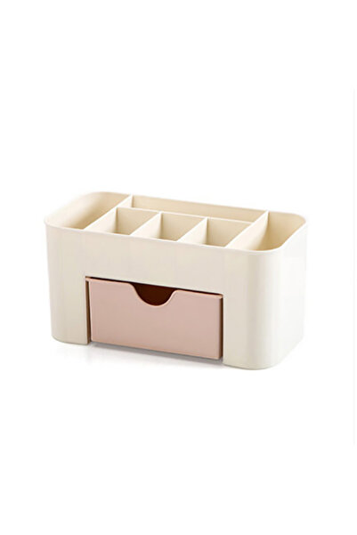 Choice صندوق تخزين منظم مستحضرات التجميل باللون الوردي الفاتح مع درج لتخزين أ...