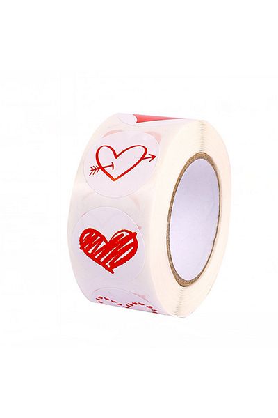 Choice H0698-500pcs 100-500pcs Red Heart Stickers For Valentine's Day 1inch/2.5cm Baking Packaging Sticker