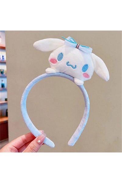 Choice 6 Cute Figure Kuromi Melody Cinnamoroll Plush Hairband Makeup Spa Headband Sweet Non Slip Elastic S.