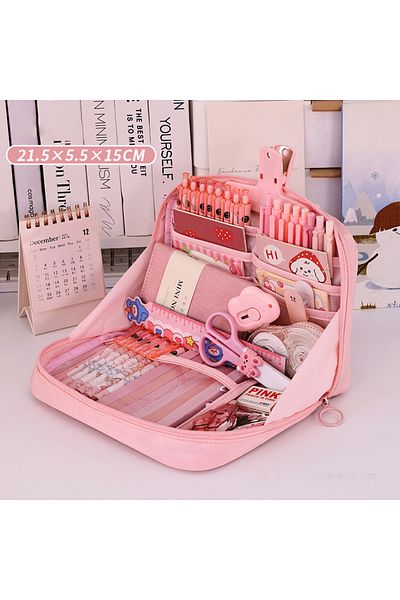 Choice Pink 12 Layers Large Capacity Pencil Case Good Looking Multifunctional Classification Storage Statio