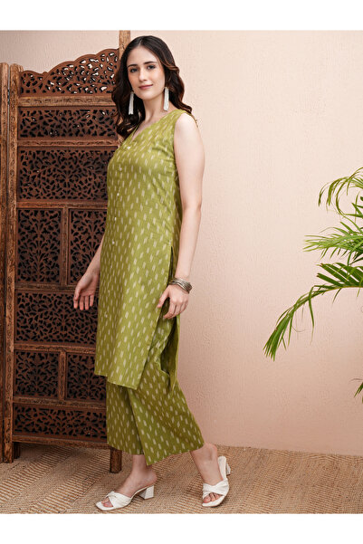 Vishudh By Styli All Over Print Cotton Kurta & Palazzo Set