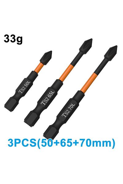 Choice 3pc Orange Set 3pc Orange S2 Impact Strong Magnetic Anti Slip 50-70mm Electric Hand Drill Cross Scre