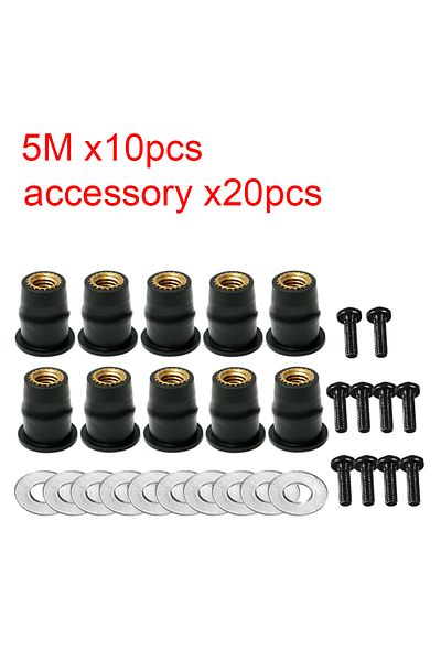 Choice 30pcs M5 30pcs M5 M6 Motorcycle Windscreen Windshield Bolts Screws Metric Rubber Well Nut Fastener F