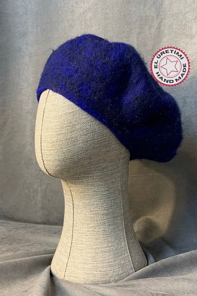 Uretti - Tulin 3528 - Handmade Navy Blue Felt Beret