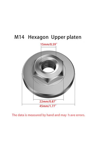 Choice M14 Hexagon Upper M10/m14/5/8-11 Thread Replacement Angle Grinder Metal Pressure Plate Inner Outer F