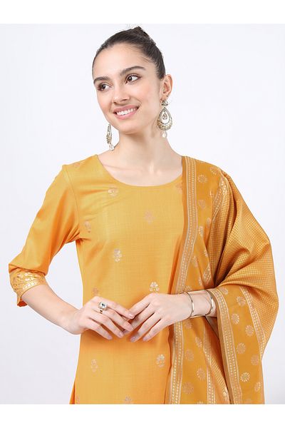 Ketch By Styli Pack of 3 - Foil Print Kurta, Palazzos & Dupatta