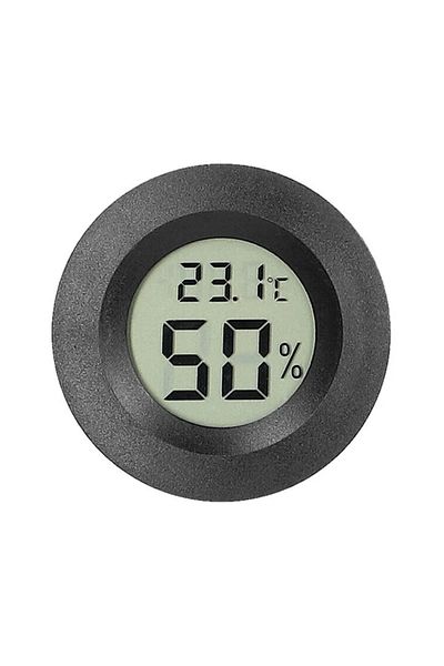 PINTUDY Black 1pc Mini Round Electronic Thermometer Hygrometer Indoor Digital Lcd Hygrometer Temperature Hum