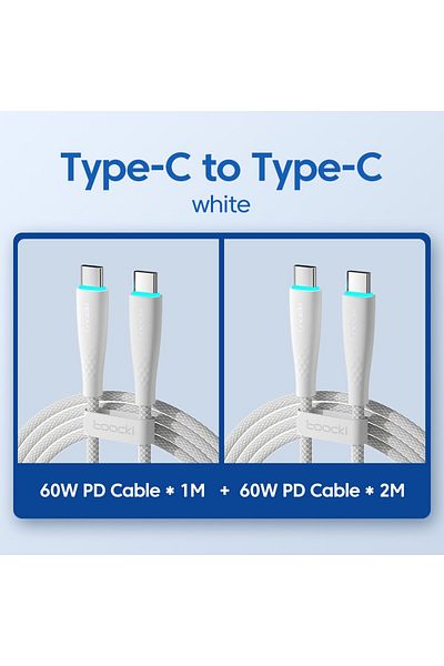 Choice Toocki 2 Pack USB C -> Type C كابل سريع السرعة 2 قطعة لجهاز MacBook