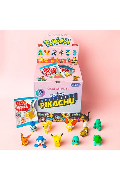 Choice Pokemon 32pc 1box 32pcs/set Anime Crayon Shin-chan/pokã©mon/kitty Diy Cartoon Pencil Eraser Action F