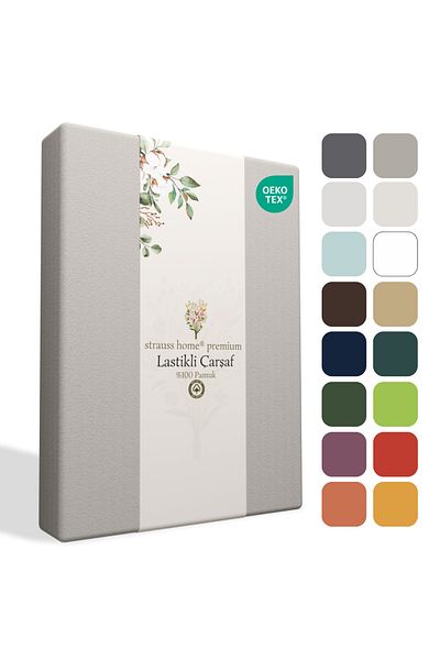 Strauss Home Premium Single/Double Fitted Sheet - 100% Cotton, Special Combed Cotton, Oeko-Tex