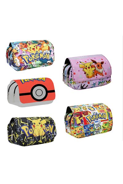 Choice Pokemon Cartoon Large Capacity Pencil Case Pikachu Pen Bag Fully Printed Flap Stationery Box Cute...