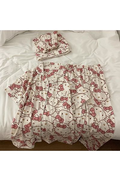 Choice Xxl 3pcs 3pcs Sanrio Short Pajamas Hello Kitty Kawaii Cartoon Loose Sleepwear Pajamas Sets Short Clo