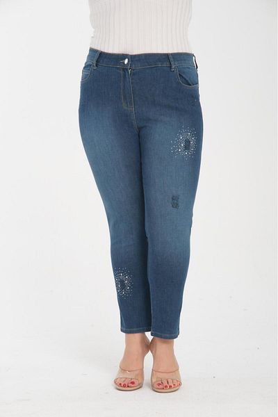 SERRAXXL Stone Detailed Knitting Legs Large Size Pants