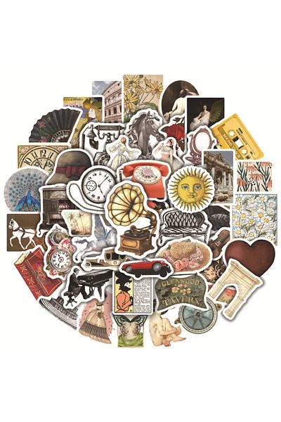 Choice 50pcs Vintage 50pcs Retro Vintage Cottagecore Stickers Laptop Tablet Phone Luggage Scrapbooking Guit