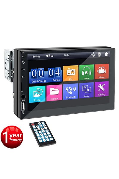 hippcron Car Radio Only Car Radio 7 Inch 1 Din Mp5 Multimedia Player Touch Screen Fm Iso Power Aux Input Blue