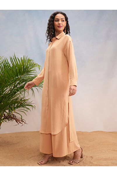 Vishudh By Styli Solid Dropped Shoulder Tunic & Palazzo Pants Co-Ords