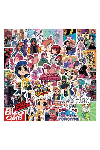 Choice 50pcs 50pcs Cute Scott Pilgrim Stickers Aesthetic Decals Decorative Scrapbook Notebook Phone Luggage