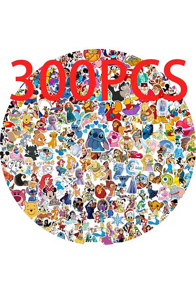Choice 50/100/200/300Pcs Disney Mix Cartoon Cute Stitch Micky Princess Stickers Vinyl Laptop Luggage Ska...