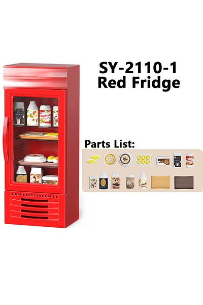 MSFTOYS Sy-2110-1 1/12 Miniature Supermarket Refrigerator Furniture Model Ornaments Food Accessories Dollhou