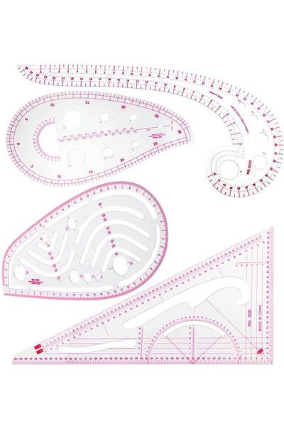 Choice Multi 4pcs/set Fashionable And Clear Metric Sewing Ruler Set, French Curvepattern Making Ruler Packa