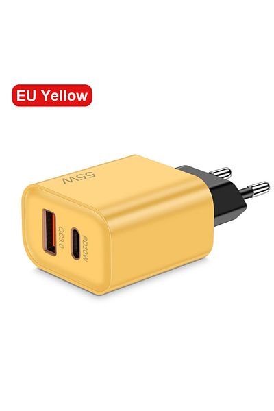 Choice Eu Yellow 55w Usb Charger Type C Fast Charging For Iphone Samsung Xiaomi Huawei Usb C Mobile Phone C
