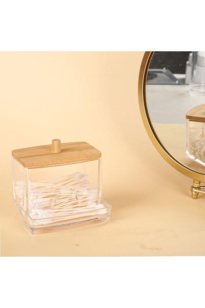Choice Transparent Color Small Cotton Swab Dispenser, Plastic Ear Stick Swabs Holder, Square Toothpick Stor