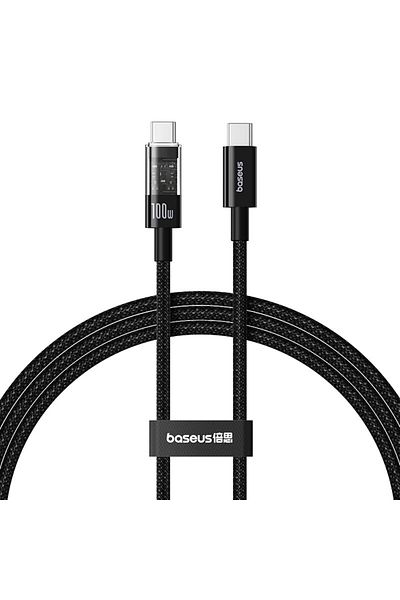 Baseus 2m Black Basues Type C to Type C Cable 100W PD Fast Charging Charger USB C to USB C Transparent Cabl