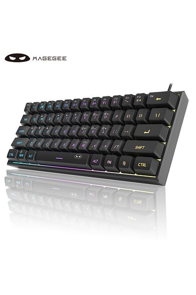 MageGee لوحة مفاتيح ألعاب صغيرة الحجم 60%، لوحة مفاتيح فائقة الصغر بإضاءة خلفية RGB مكونة من 61 مفتاحًا، TS91 مريحة ومقاومة للماء...