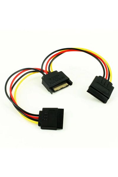 Choice Flat Angle Oullx Sata 1 Male To 2 Daul Female Sata Splitter Cable Hard Hdd 15pin 1 To 2 Power Adapte