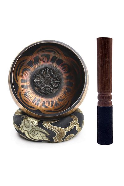Miwayer Reddish Copper Tibetan Singing Bowl Set Lotus Unique Gift Helpful For Meditation Yoga Relaxation Cha