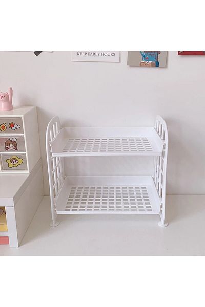 Choice White 1pc High Appearance Horizontal Desktop Storage Shelf Simple Multi-storey Dormitory Storage She