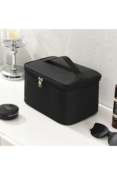 Choice Black 1pc Business Trip Men's Toiletry Bag Double Layer Large Capacity Cosmetic Bag Oxford Cloth Sto