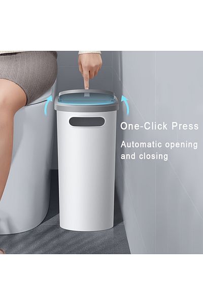 Choice 10l 1pc 10l Large Capacity Silent Closed Plastic Bathroom Garbage Bin - Space Saving Design, Creativ