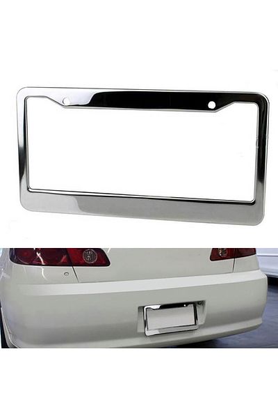 Choice 1pc Stainless Universal American License Plate Frame Steel Silver Metal Car License Plate Frame L...