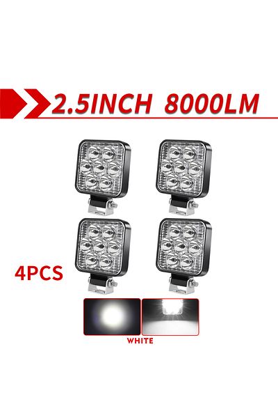 Choice 5d 4 قطع Co Light 2.5 بوصة 8000 لومن شريط إضاءة ليد مصباح عمل مربع دائري 12 فولت 24 فولت ضوء تلقائي للضباب