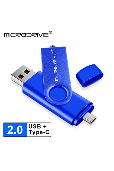 Choice محرك أقراص USB محمول 2 في 1 من النوع C بسعة 128 جيجابايت باللون الأزرق المعدني، ذاكرة USB بسعة 128 جيجابايت، 4 جيجابايت، 8 جيجابايت، 32 جيجابايت، 64 جيجابايت، 128 جيجابايت