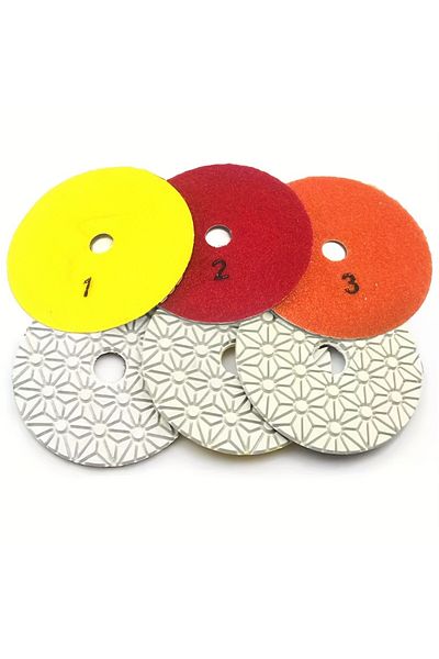 Choice 3 Pcs 4 Inches Mix Grits 4 Inch 3 Steppolishing Pads Flexible Diamond For Marble Granite Ceramic Ti