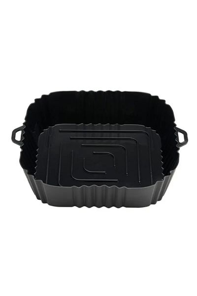 Choice Black 1pc Air Fryer Oven Baking Tray Silicone Tray Fried Chicken Pizza Mat Oilless Silicone Pan Air