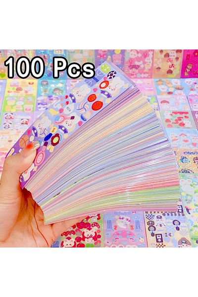 Choice 100pcs 10-100pcs Kawaii Handbook Stickers Cartoon Collage Laser Sticker Diy Decorative Scrapbooking
