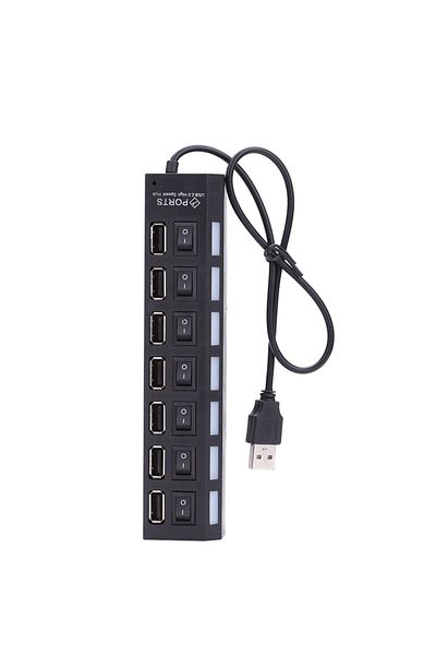 Choice موزع USB أسود 7interface موزع USB محول USB متعدد المنافذ للاستخدام محول طاقة موسع USB 2.0 للكمبيوتر الشخصي